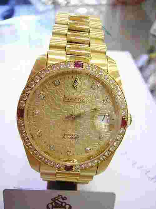 Sandoz Gold Tone Grain Dial Diamond Hour Marker Men's Watch P3906D-70-2