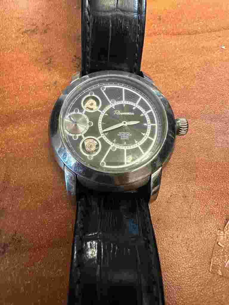 Rousseau Swiss Parts Black Leather Band Watch  second drive