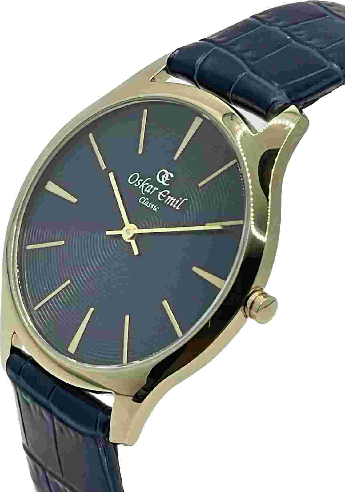 Oskar Emil Classic LAUSANNE Quality Sleek Watch Gold Plated & Blue straps