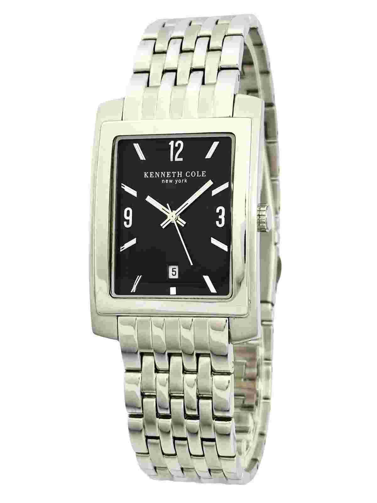 Kenneth Cole NY  KC3591 Rectangular Black Dial StainlessSteel LinkBracelet Watch