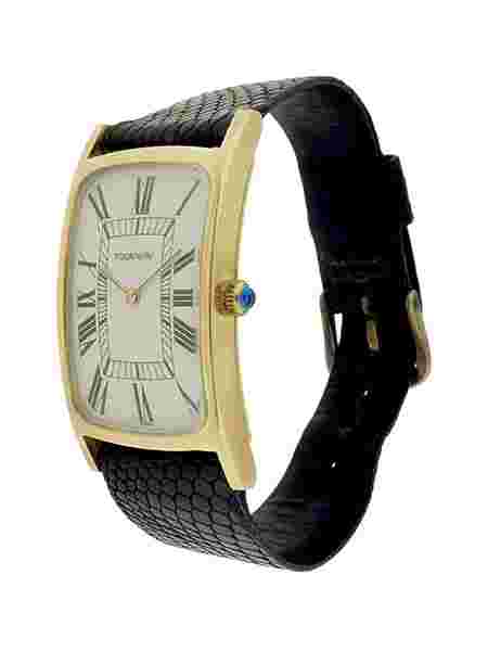 Tourneau 14k Yellow Gold Men's Wrist Watch 42mm White