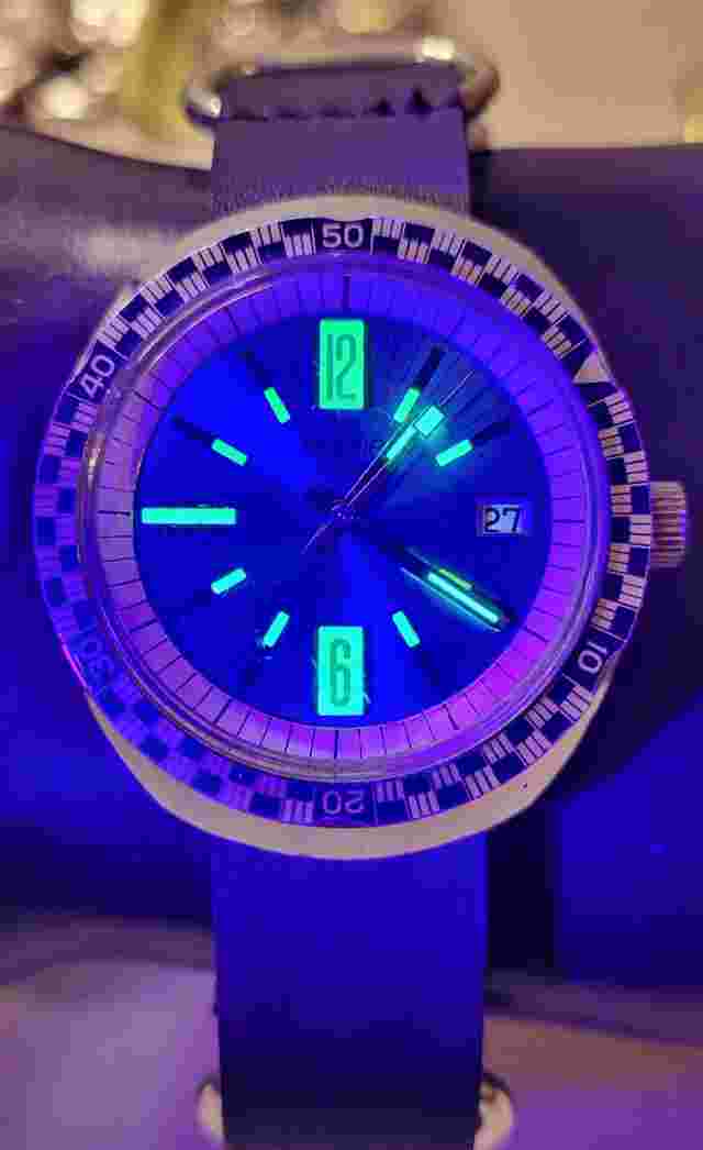Rare BELAIR Seapearl 600 Model 1550 Blue Dial 17 Jewels Automatic Men's Watch