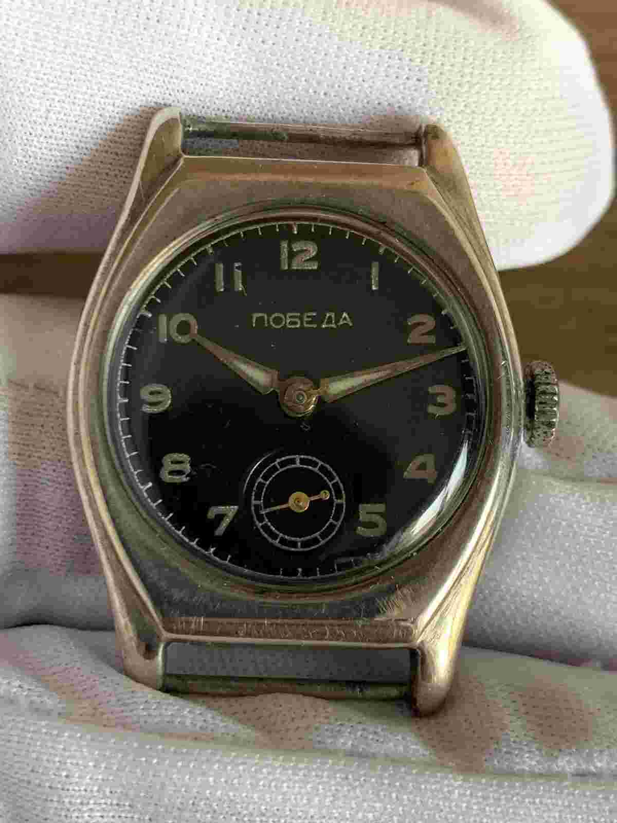 POBEDA SILVER CASE 875 1MCHZ USSR Soviet Vintage Russian Watch Mechanical 1949