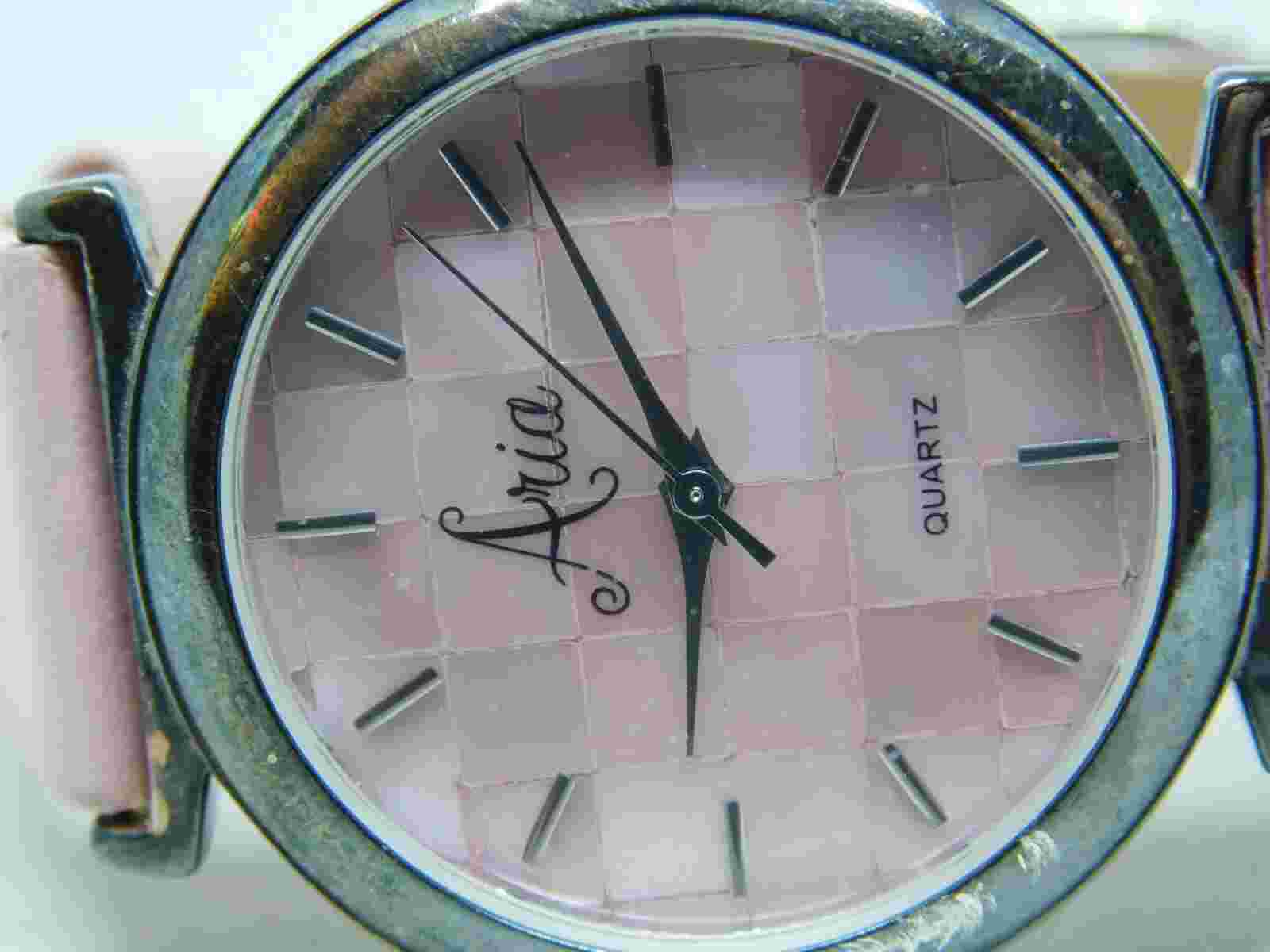 Aria 925 Sterling Silver Case Genuine Leather Quartz Analog Ladies Watch