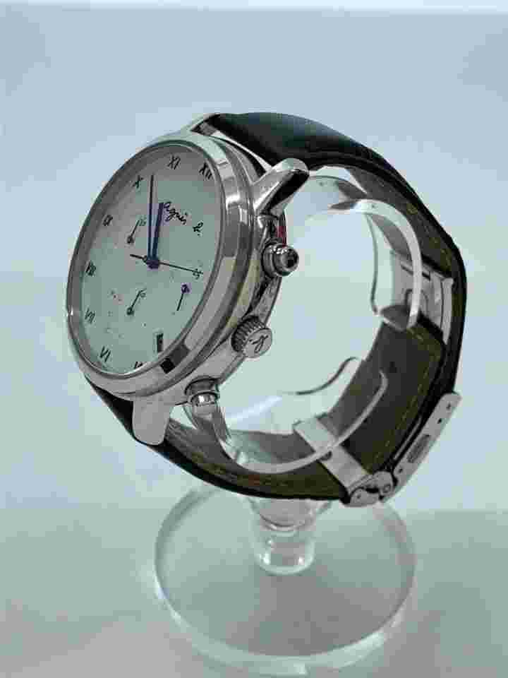 agnes b. Solar Analog Wristwatch Black Stainless Near Mint JAPAN