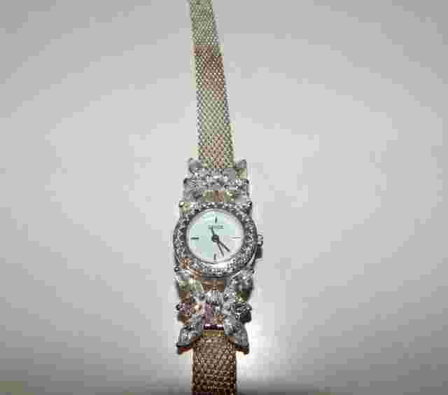 Vintage LENOX Crystal Butterfly Sterling Silver Ladies Watch with Mesh Band