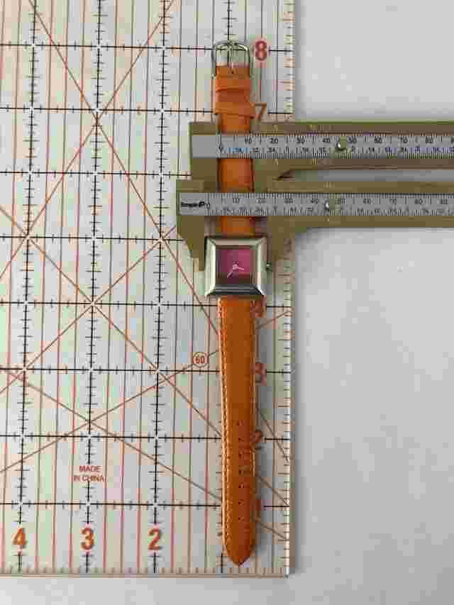 Opex “Kabotine” 25mm Silver Tone Quartz Watch w/Orange Leather Band & Battery