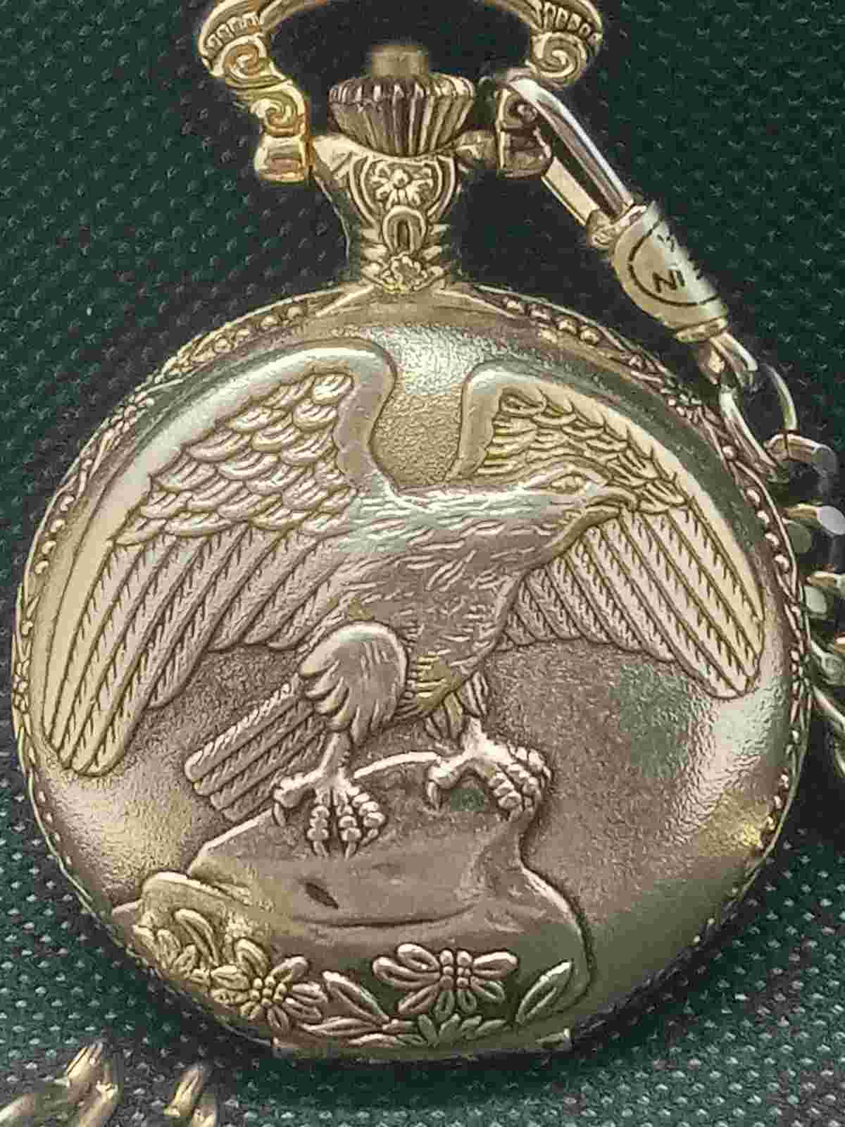Vintage American Eagle Pocket Watch Gold Tone By Capezio New Battery Working