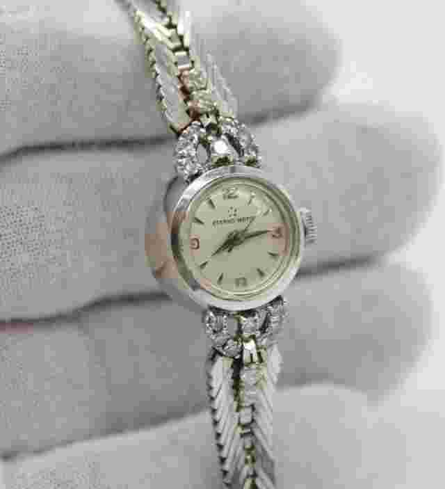 ETERNA-MATIC 14K WHITE GOLD ESTATE VINTAGE DIAMOND WATCH