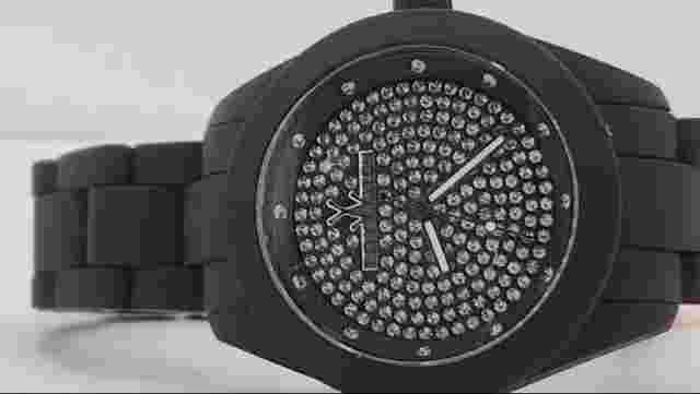 ToyWatch VV16BK Velvety Black Watch - Soft Touch, Swarovski Accents - New