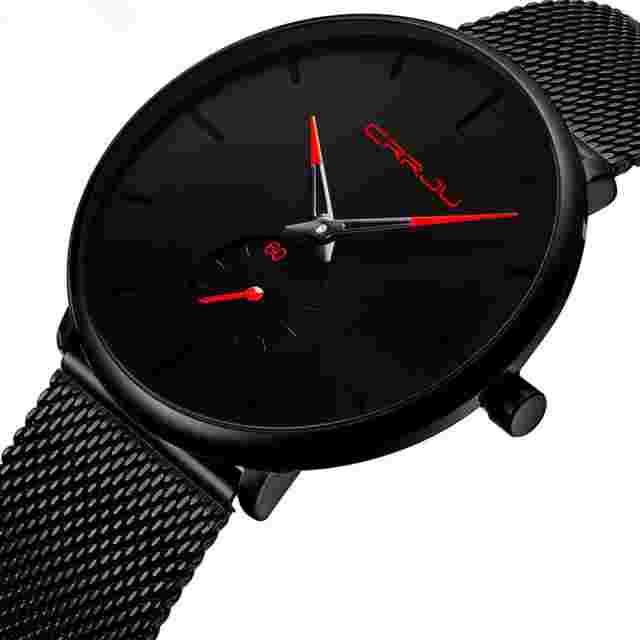 Men Woman Slim Mesh Band Stainless Steel Waterproof Casual Quartz Wrist Watches