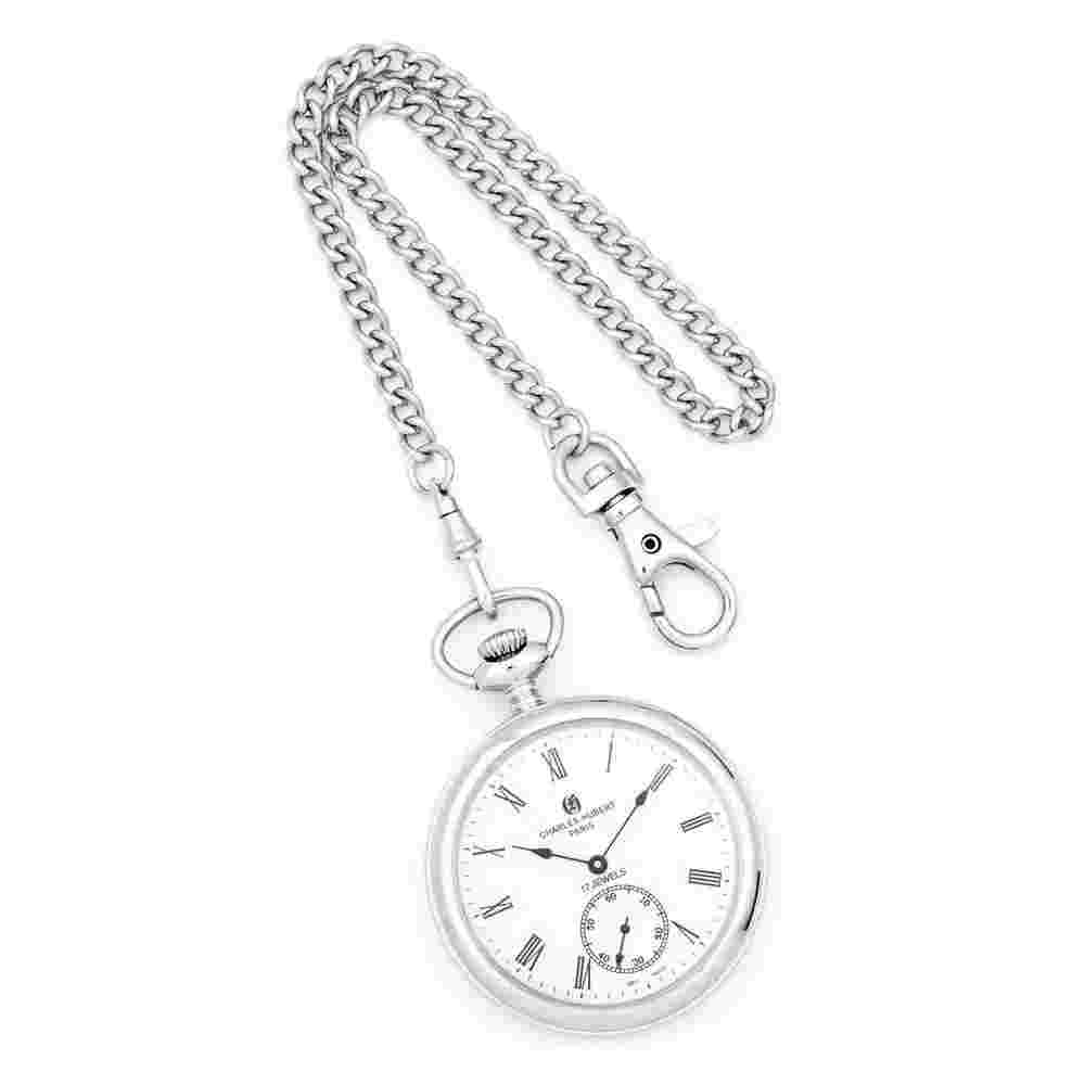 Charles Hubert Stainless Steel Open Face Pocket Watch XWA2742