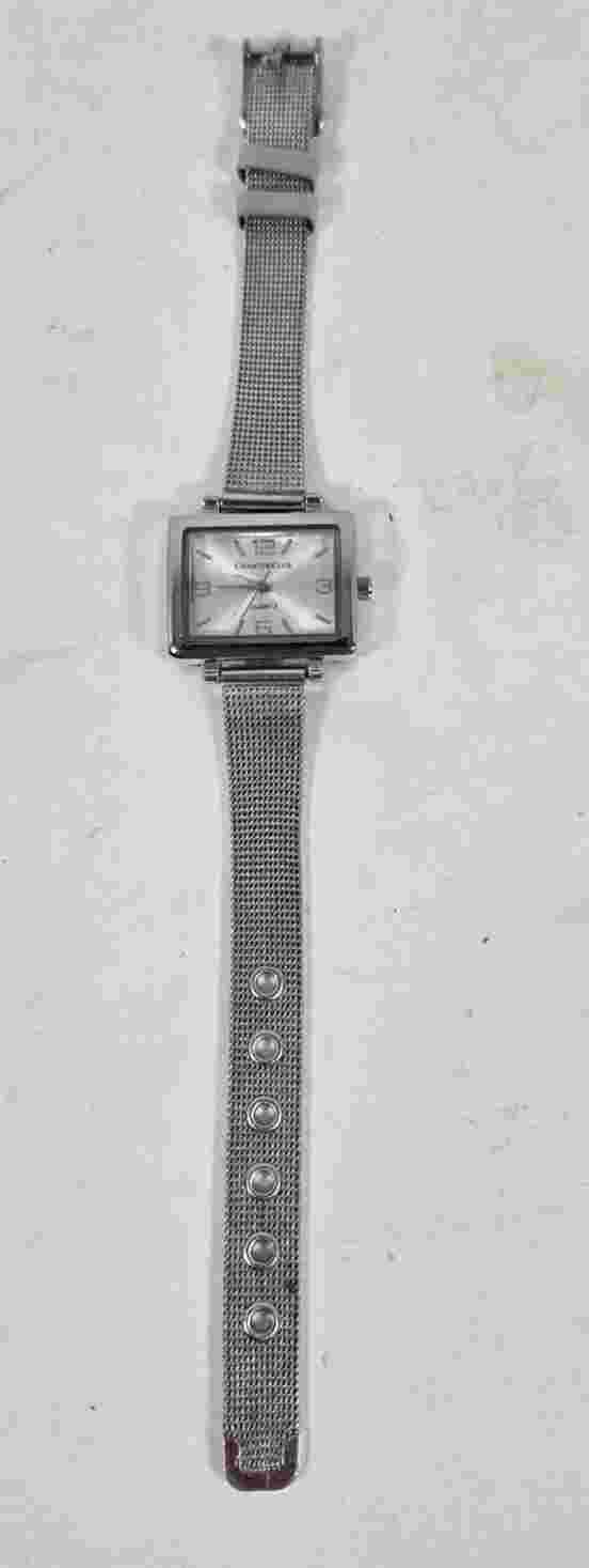 Charter Club Silver Rectangle Quartz Face Dress Watch New Battery works great