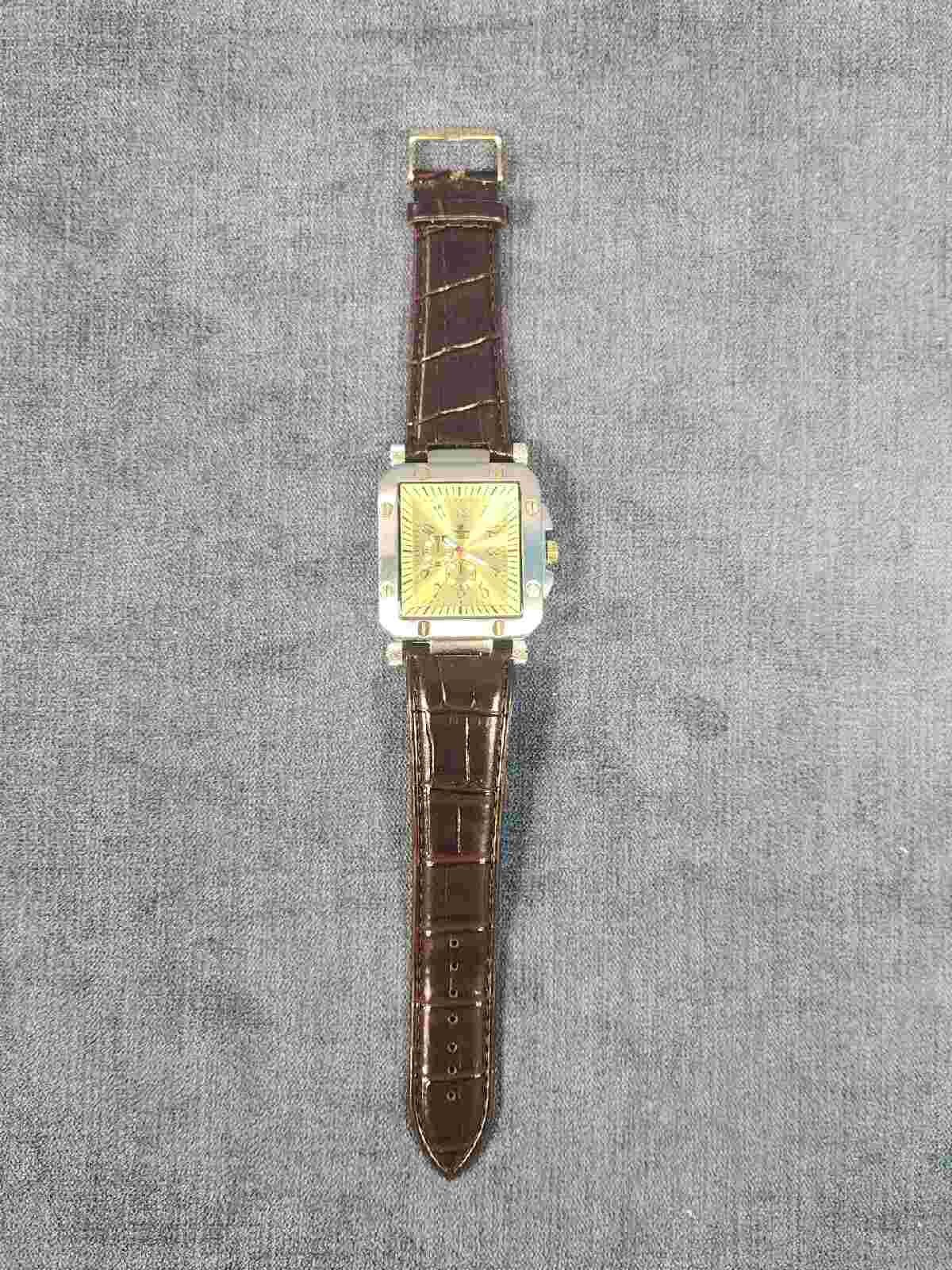Charles Dumont Chunky Watch #4686 Blue Japan Quartz Mvnt Leather Band NEW u-8B