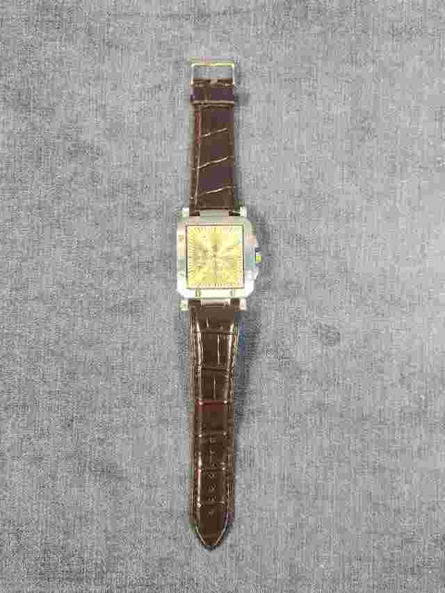 Charles Dumont Chunky Watch #4686 Blue Japan Quartz Mvnt Leather Band NEW u-8B
