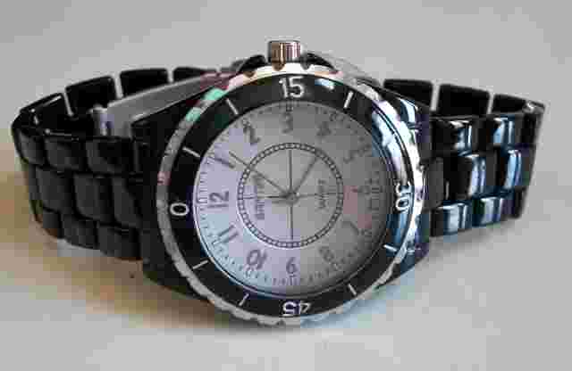 BLACK & SILVER FINISH NUMBER DIAL FASHION WOMEN'S BOYFRIEND CASUAL WATCH