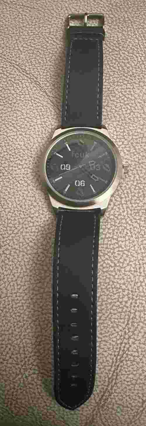French Connection Large Faced Fashion Quartz Watch With Leather Strap (1)
