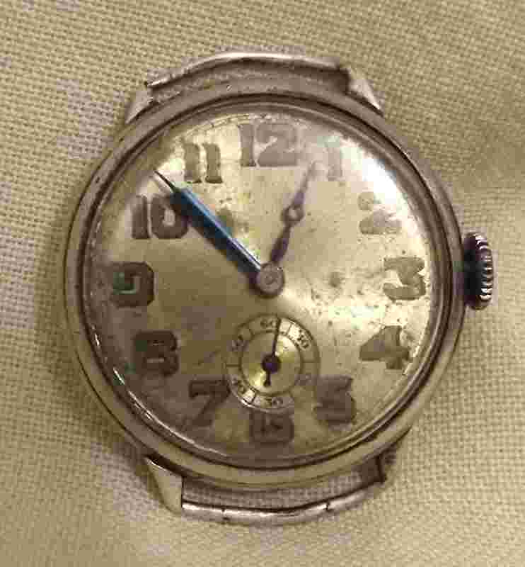 Rare antique sterling silver military watch MIMO (Girard Perregaux) needs repair