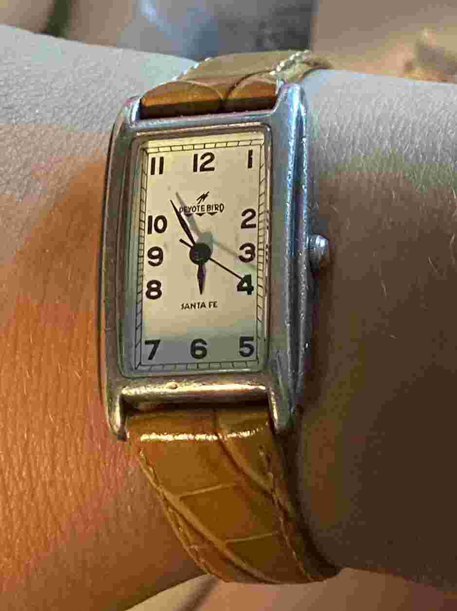 Peyote Bird Santa Fe Watch Sterling Silver Southwestern Brown Leather Strap
