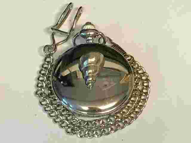 Sea Shell TG125 Pewter on a Silver Pocket Watch Quartz fob