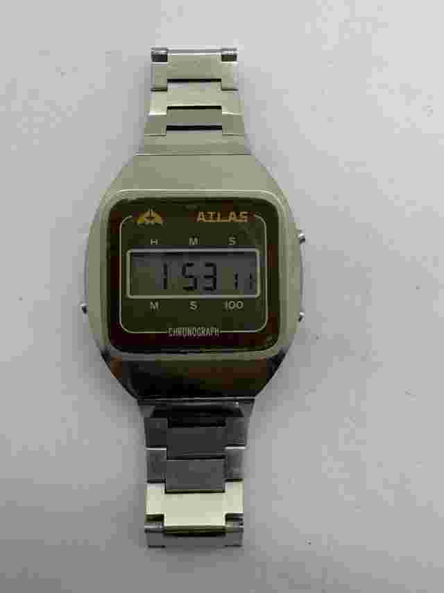 Vintage Atlas Digital Chronograph Watch Quartz 810013-Wristwatch Working Rare