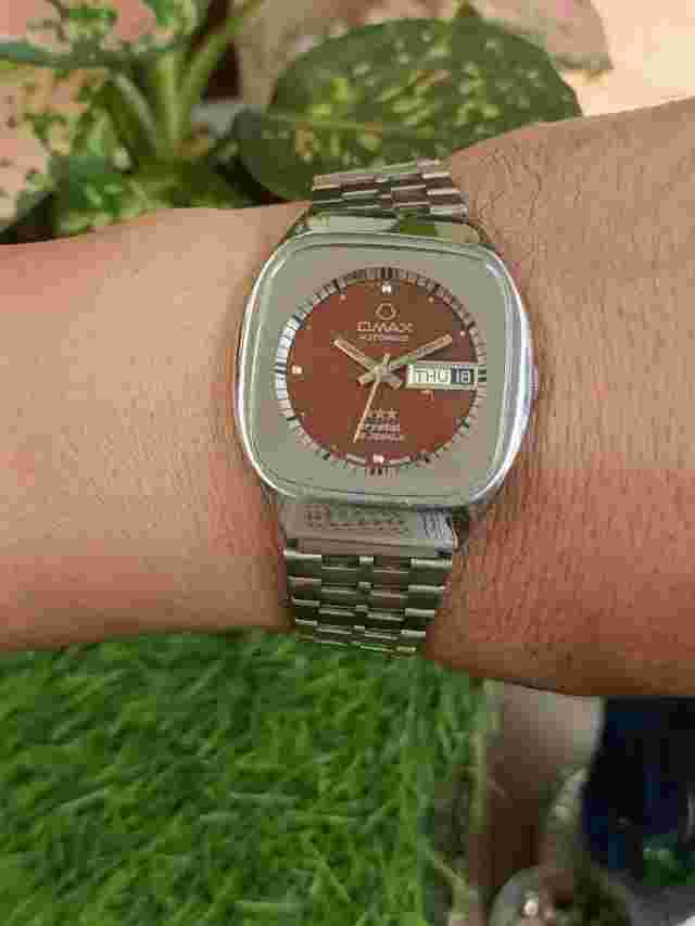 AUTHENTIC OMAX AUTOMATIC CRYSTAL 25 JEWELS SWISS MEN'S BROWN DIAL HC7061 VINTAGE