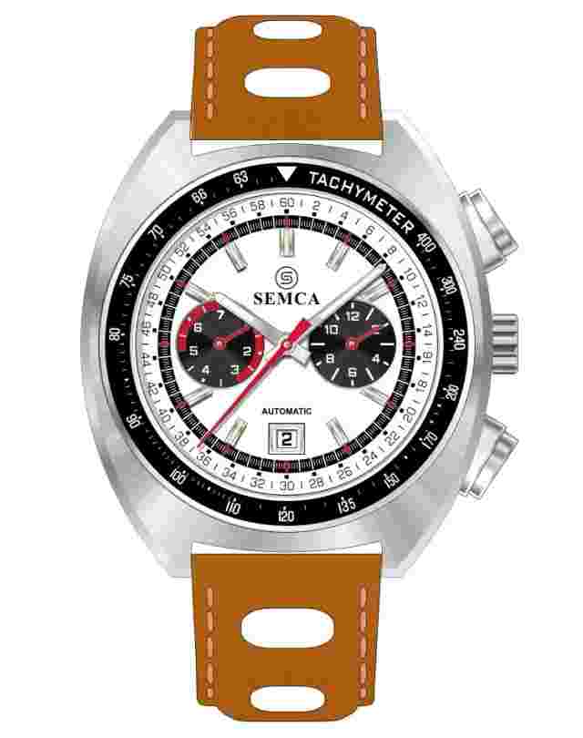 Semca automatic watch Uhr retro / Nos Style new unworn - white weiss