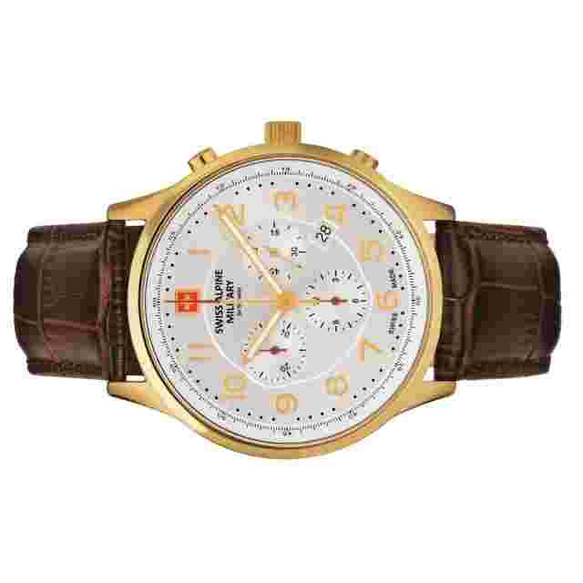 Swiss Alpine Military Men's Watch Chronograph Analog Quartz 7084.9512SAM Leather