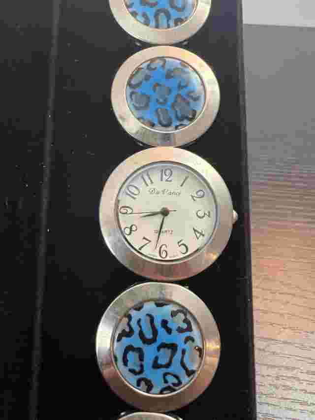 Da Vinci Women's Blue/Silver Leapord Print Fashion Watch