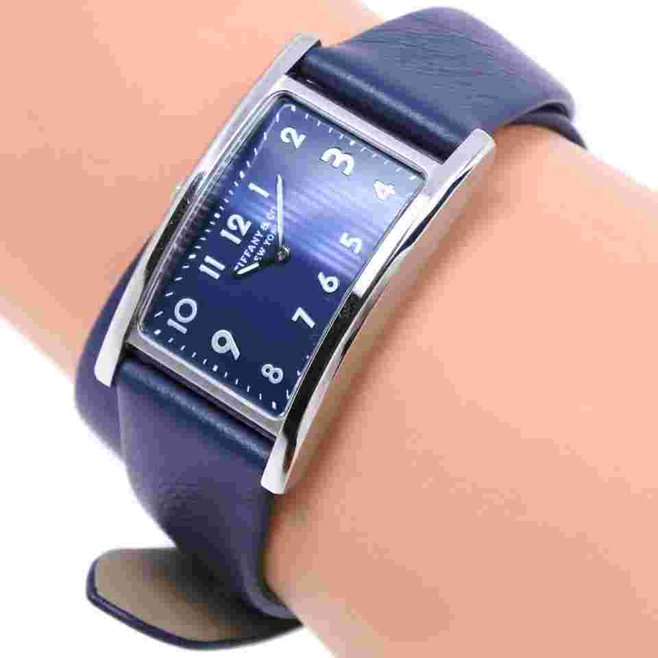 TIFFANY&Co. East West 36668694 Watch SS Leather Quartz Women's Navy Dial