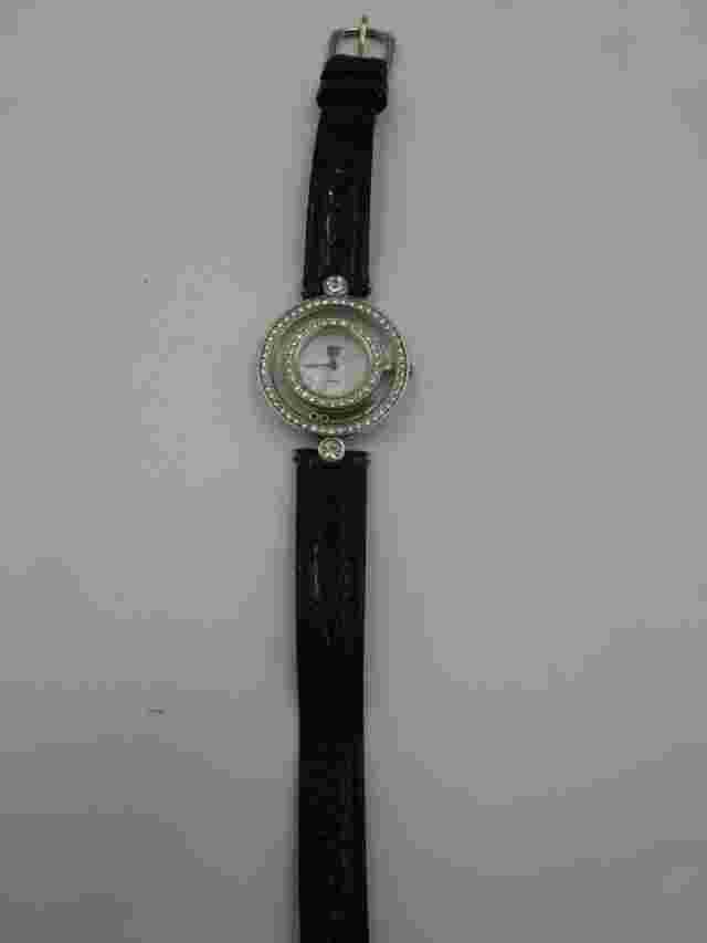 Lovely Elizabeth Taylor Quartz Watch Black Band Rhinestones MOP Face Works