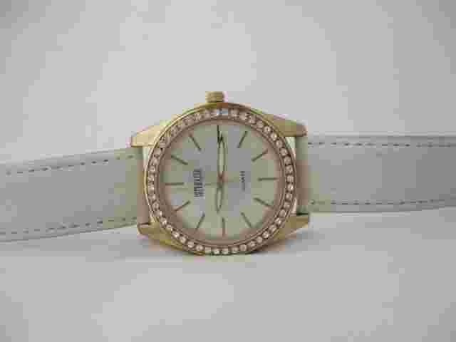 Cote D'Azur Women's White Buckle Band Analog Watch Rhinestones