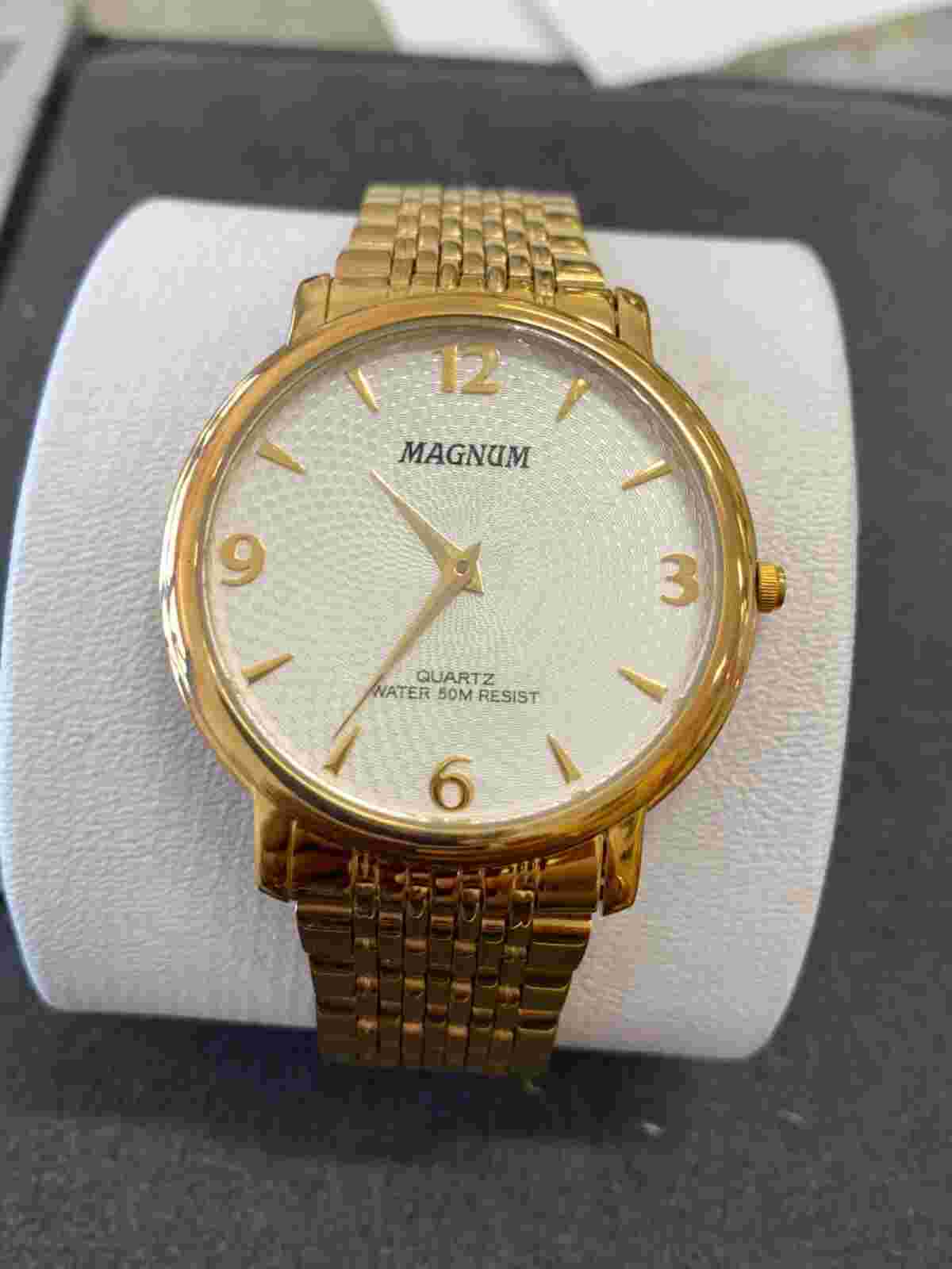 NEW Magnum Gold tone Stainless Steel Quartz Analog Watch CASE SIZE  38.8 MM