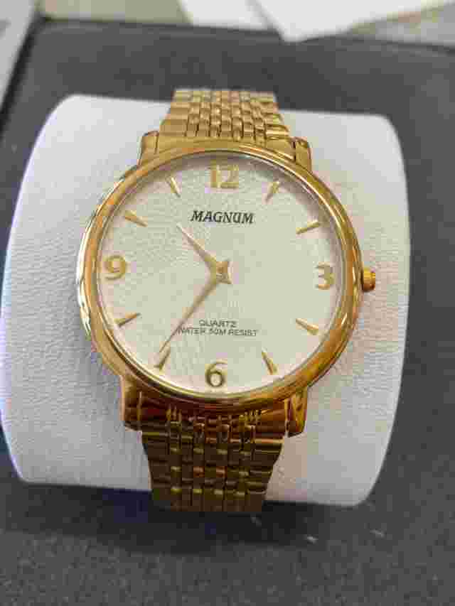 NEW Magnum Gold tone Stainless Steel Quartz Analog Watch CASE SIZE  38.8 MM