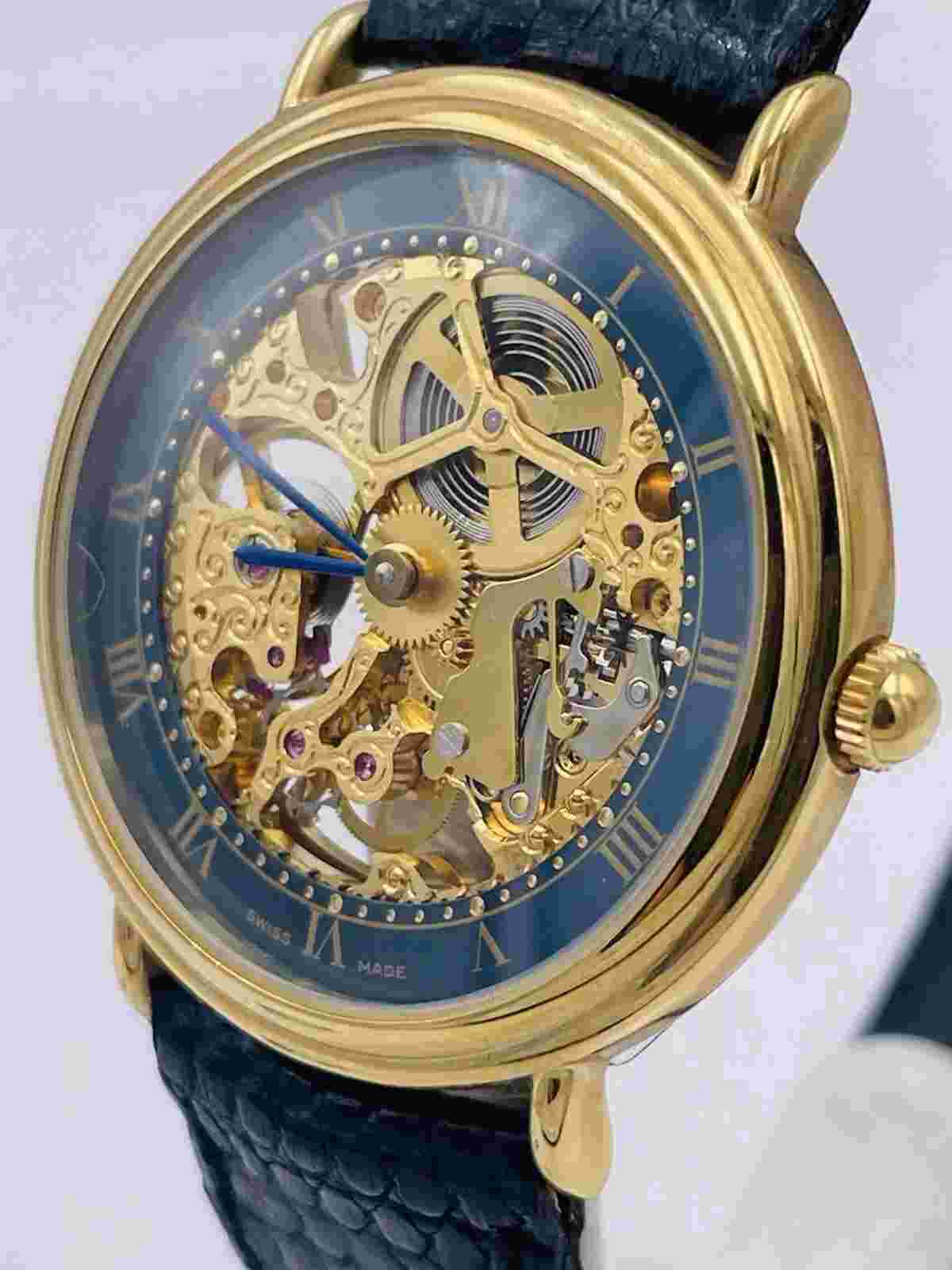 Capital Swiss Made Skeleton Watch Plated Manual Wind 34Mm Discounted New