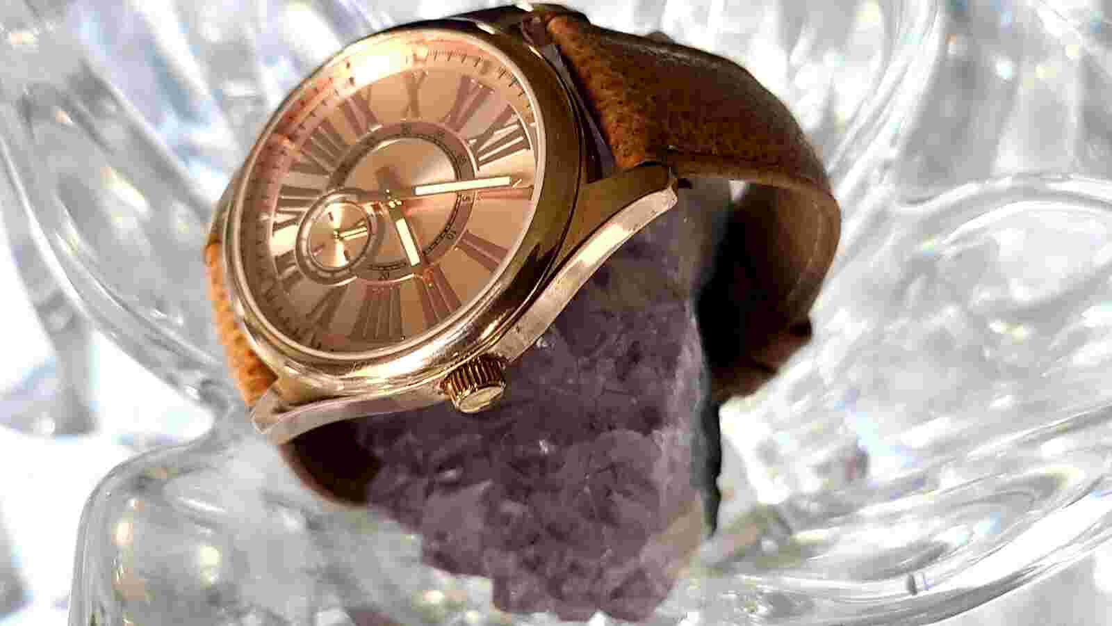 Bronzo Italia Rose Gold Roman Numeral Pebble Leather Watch