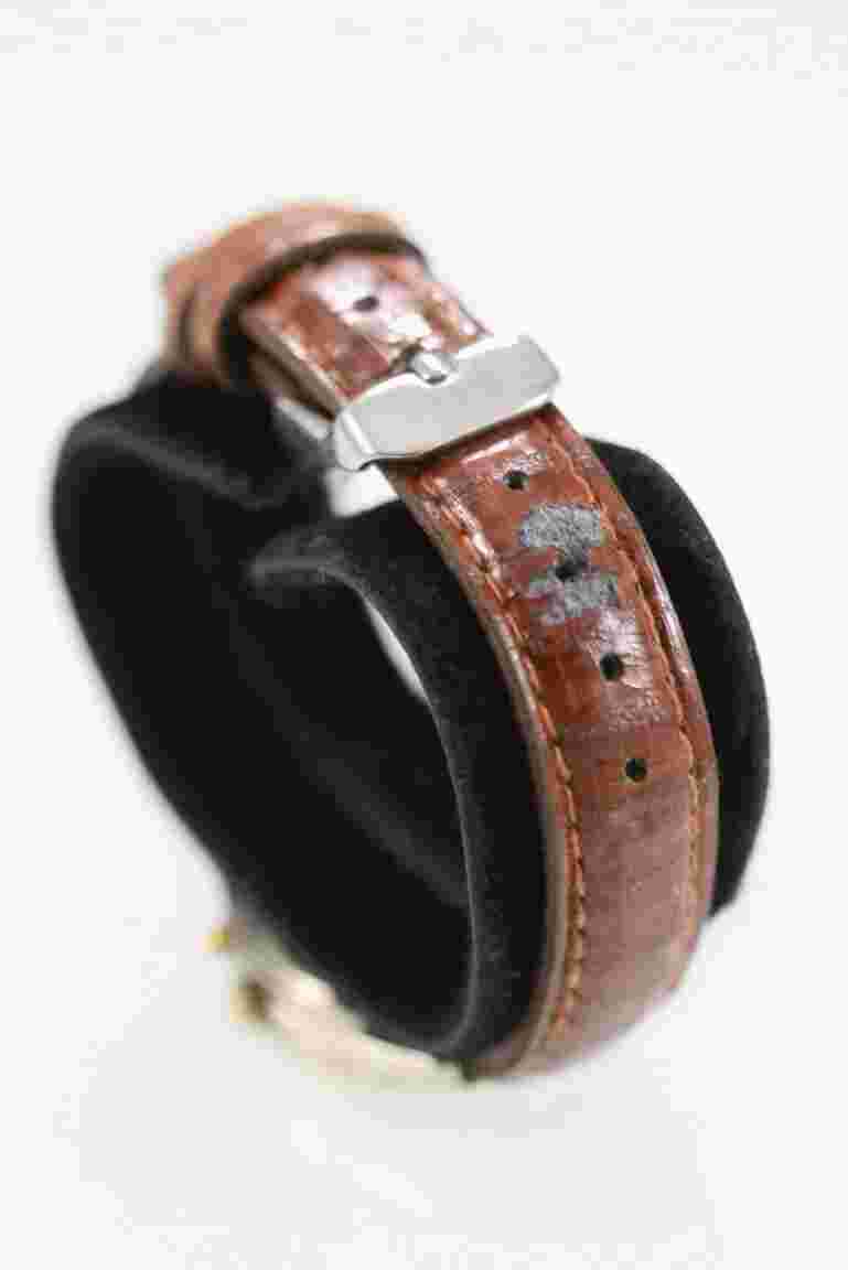 Halston Watch Women Stainless Gold Silver WR Leather Brown Light White Quartz