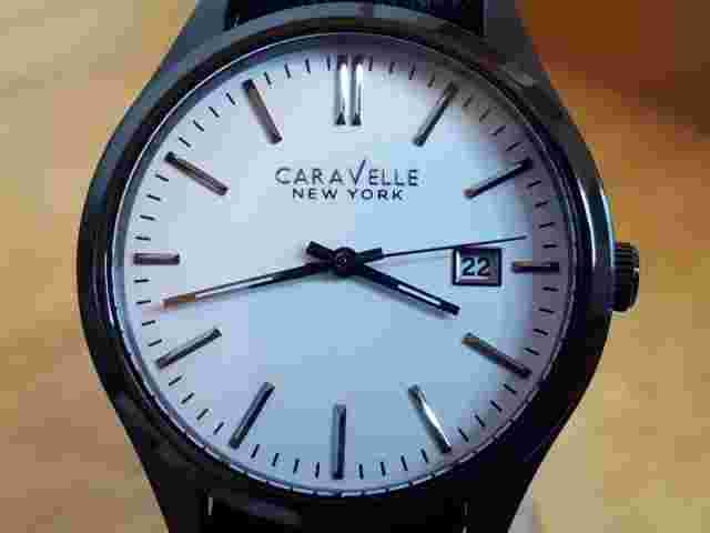 Mens Black Textile Strap Bulova Caravelle White Military Style Watch 45B142 NEW