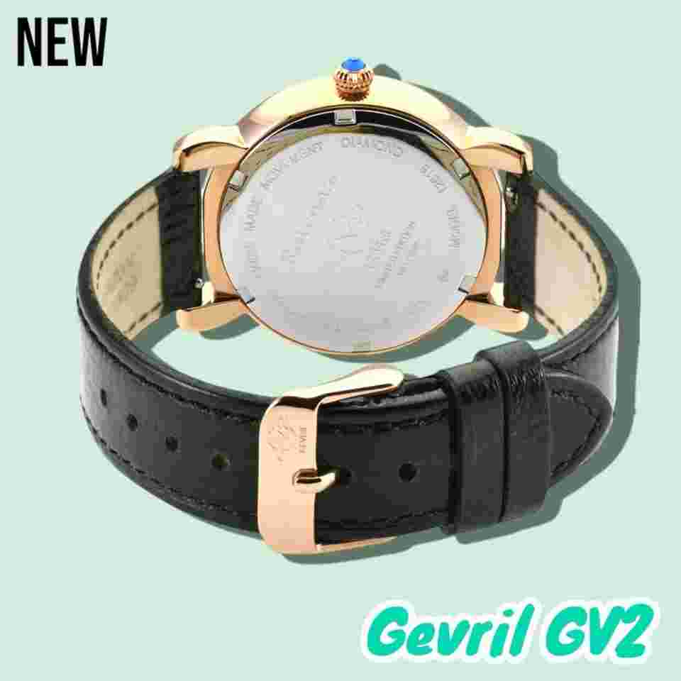 NEW Gevril GV2  Ravenna Swiss Quartz Diamond Accent Leather Strap Watch, 37mm
