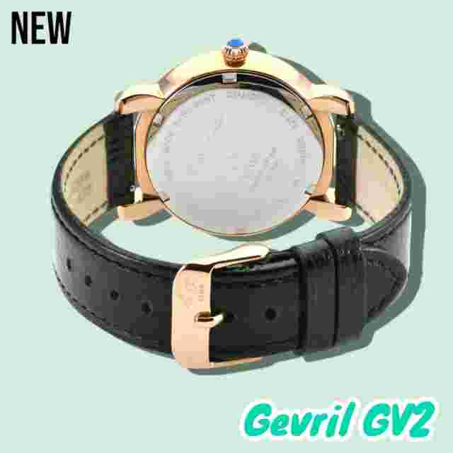 NEW Gevril GV2  Ravenna Swiss Quartz Diamond Accent Leather Strap Watch, 37mm