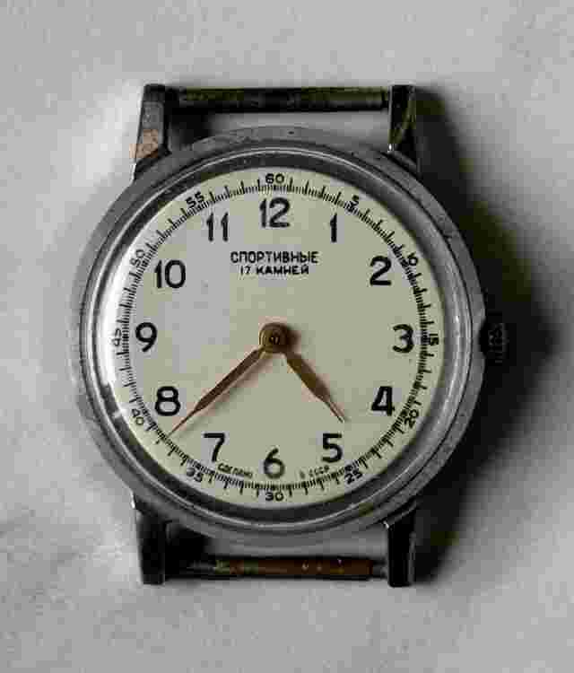 ✩ Vintage Sportivnie ☭ USSR 50s old wrist watch 15 Jewels sportivnye ZIM.
