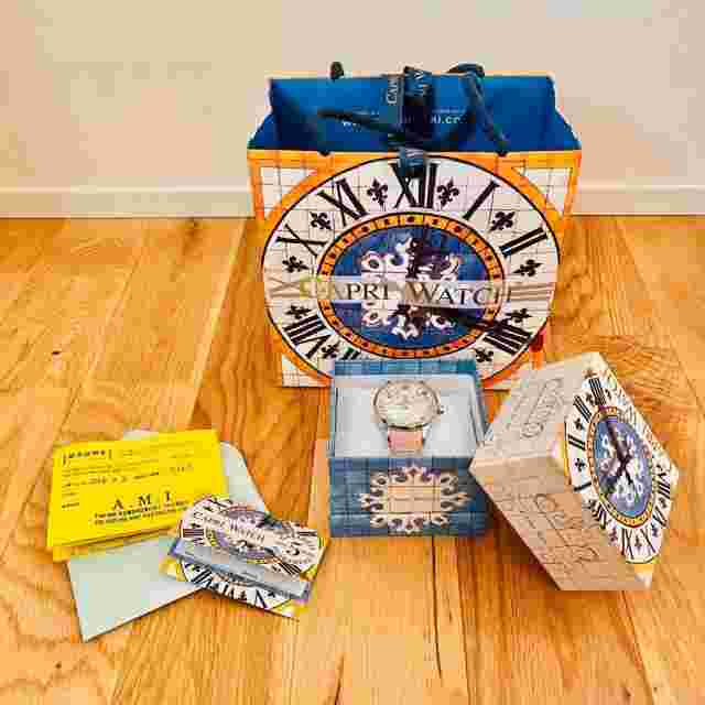 Capri Watch 5265 505 Analog Round Quartz Pink Leather Women w/ Box From Japan