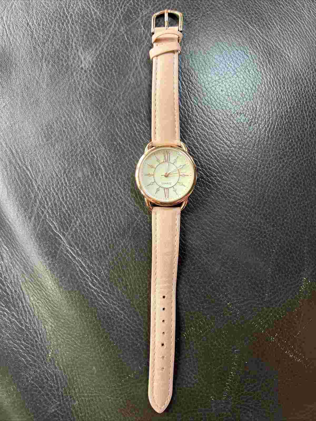 Rose Gold Colored 39mm Opalescent Face - Women's Watch - Pink Vegan Leather Band
