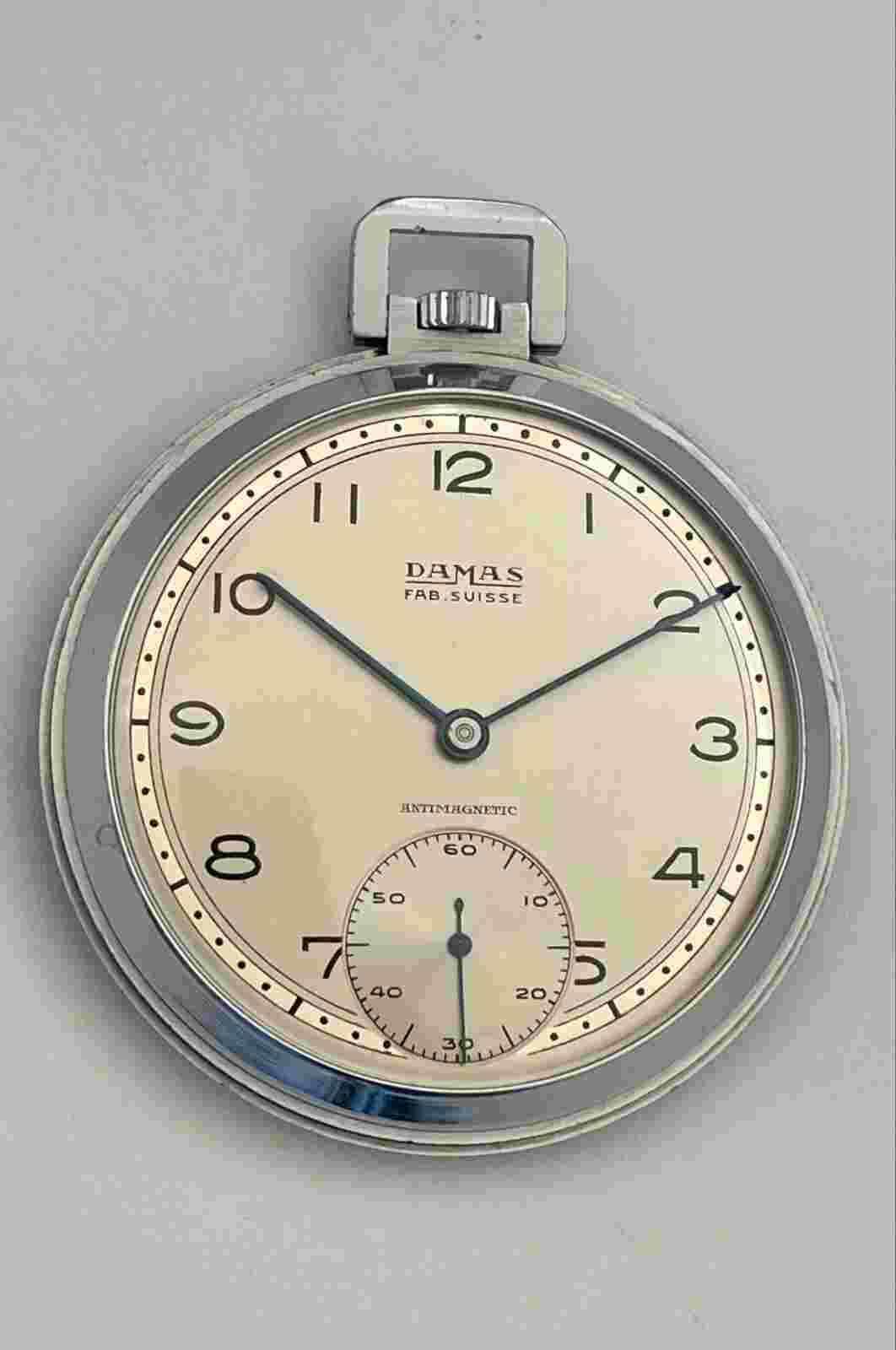 Vintage DAMAS Pocket Watch Fab  Suisse Antimagnetic Swiss 3 Adjustments SERVICED