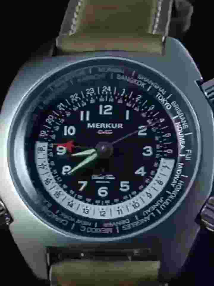 MERKUR Men Alarm Watch 37.5mm Manual Winding Mechanical Wristwatch Luminous