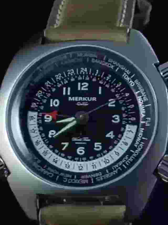 MERKUR Men Alarm Watch 37.5mm Manual Winding Mechanical Wristwatch Luminous