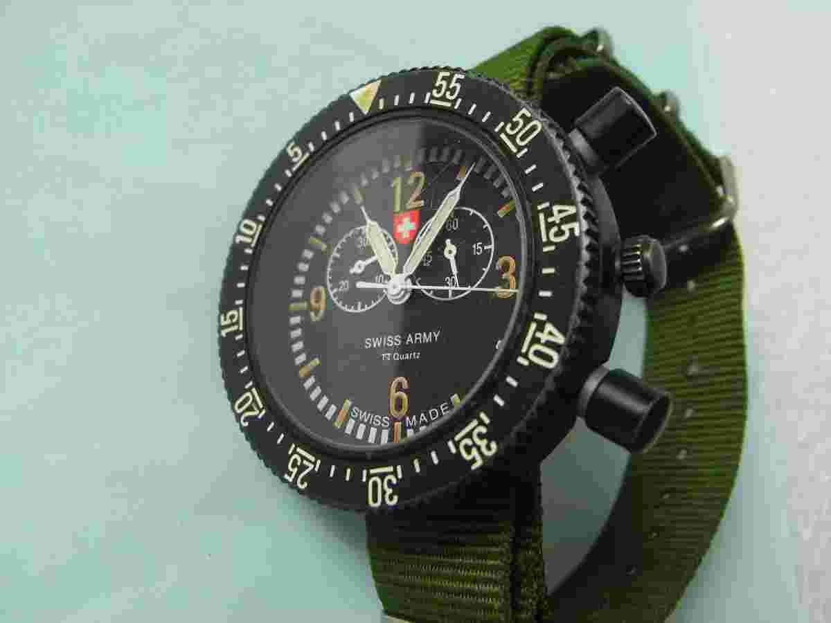 Watch Swiss Army Quartz 3609 Stainless Steel Black Dial Men Swiss Made