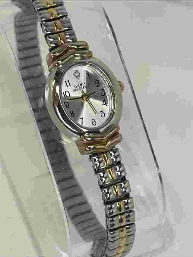 Gloria Vanderbilt Women's Quartz Watch Two Tone Stretch Band- New Battery