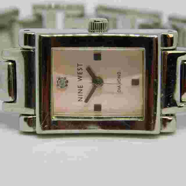 Nine West Diamond 9W/1881 Silver Tone Analog Women's Watch Sz.6 1/2" New Battery