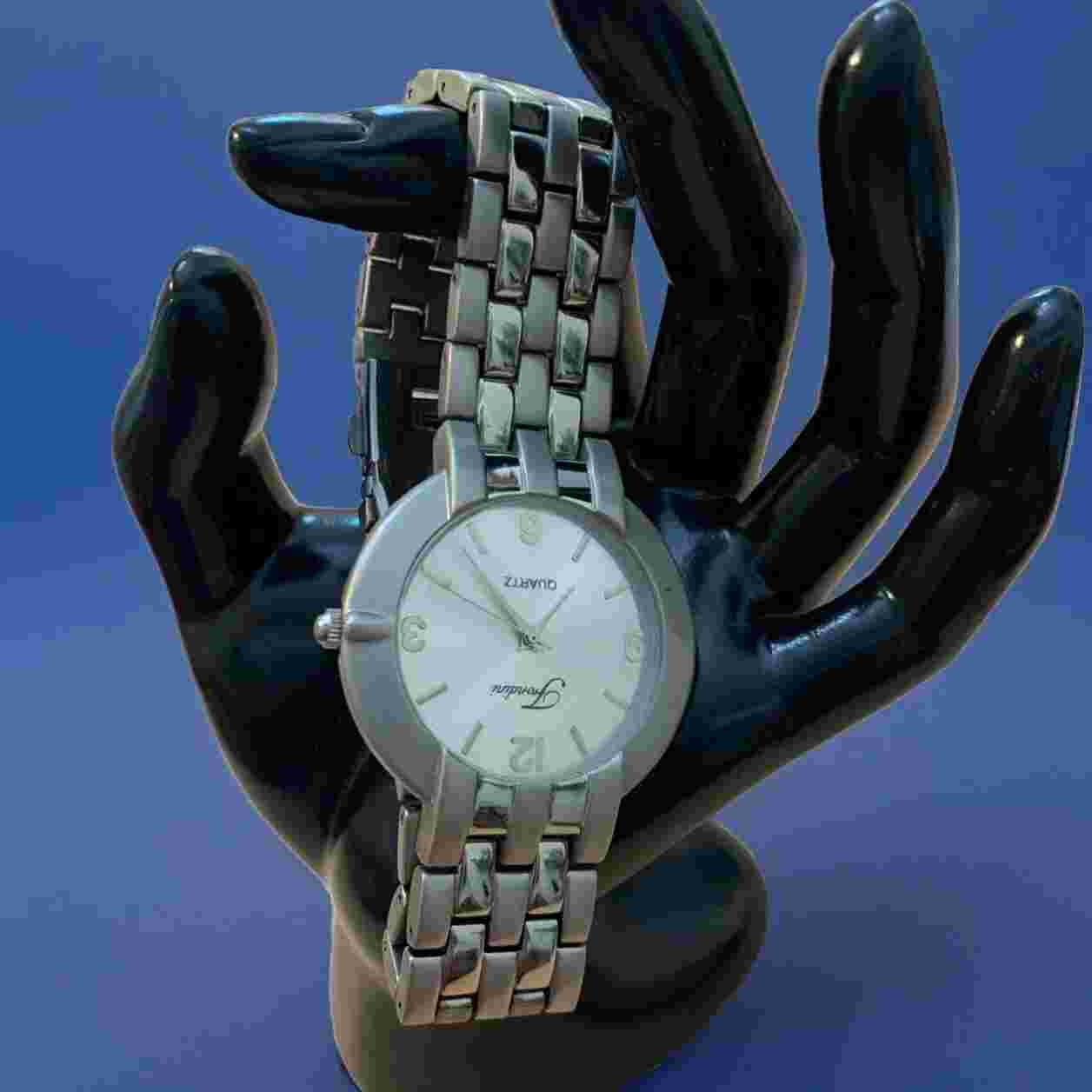 Fondini Stainless Steel Men's Silver Quartz Watch w/ Swiss Parts FRESH BATTERY